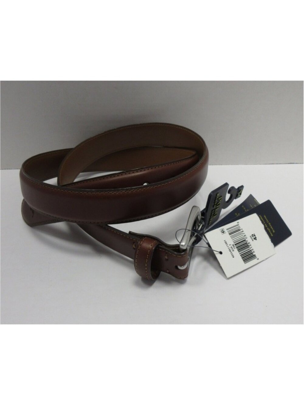 Polo Ralph Lauren Belt 42 Tan Cow Leather Silver Buckle Classic Pony